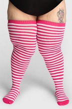 THUNDA THIGHS Tūbbies - Neon Pink & White Stripes