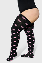 THUNDA THIGHS Tūbbies - Sweetheart - Black & Pink Hearts