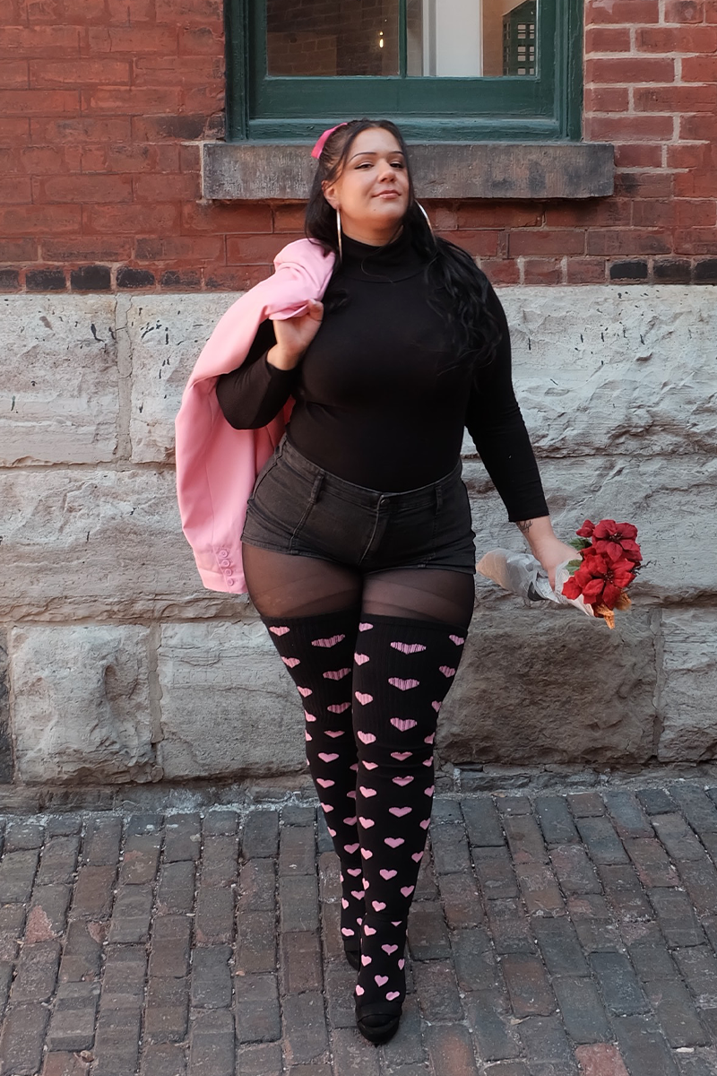 THUNDA THIGHS Tūbbies - Sweetheart - Black & Pink Hearts