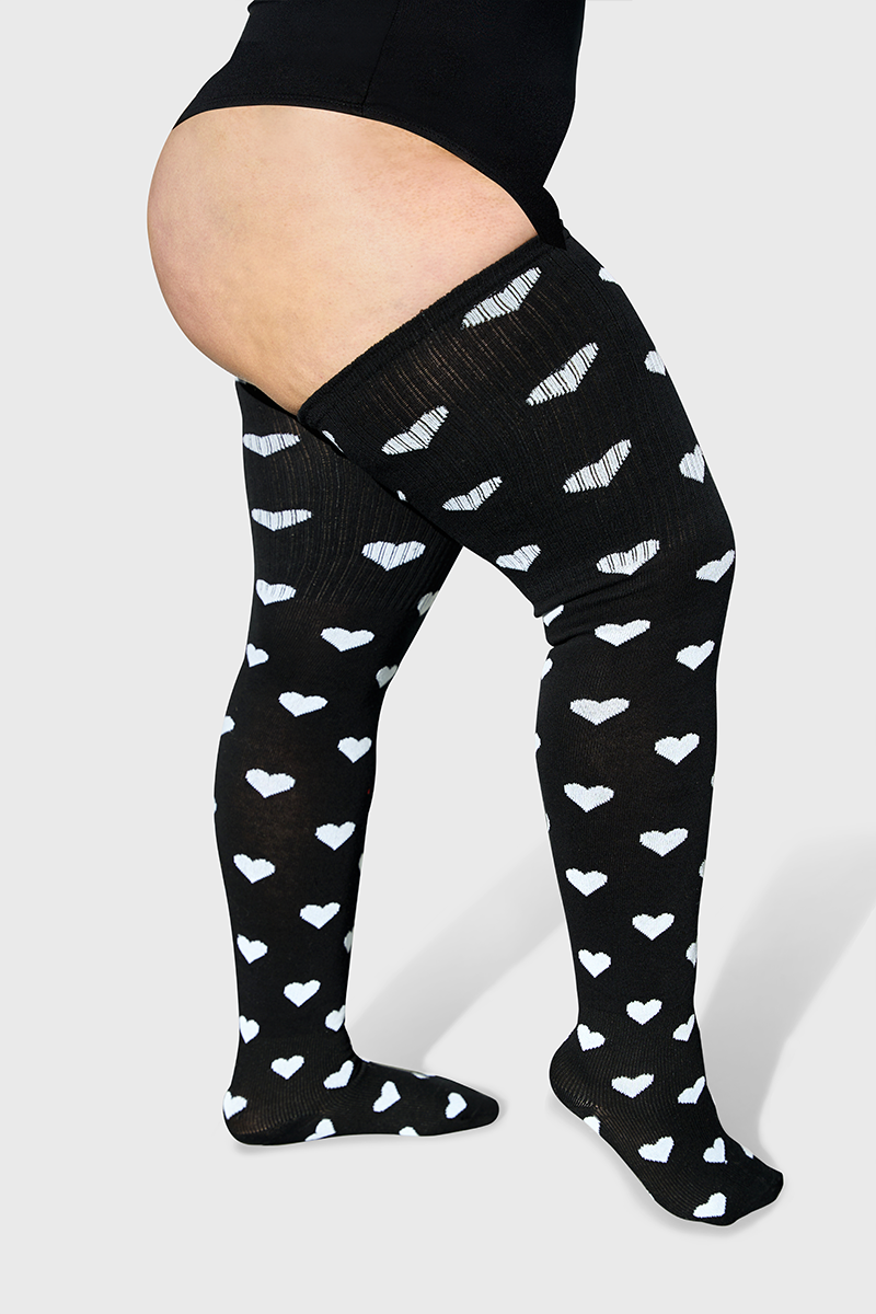 THUNDA THIGHS Tūbbies - Sweetheart - Black & White Hearts
