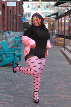 THUNDA THIGHS Tūbbies - Sweetheart - Pink & Black Hearts