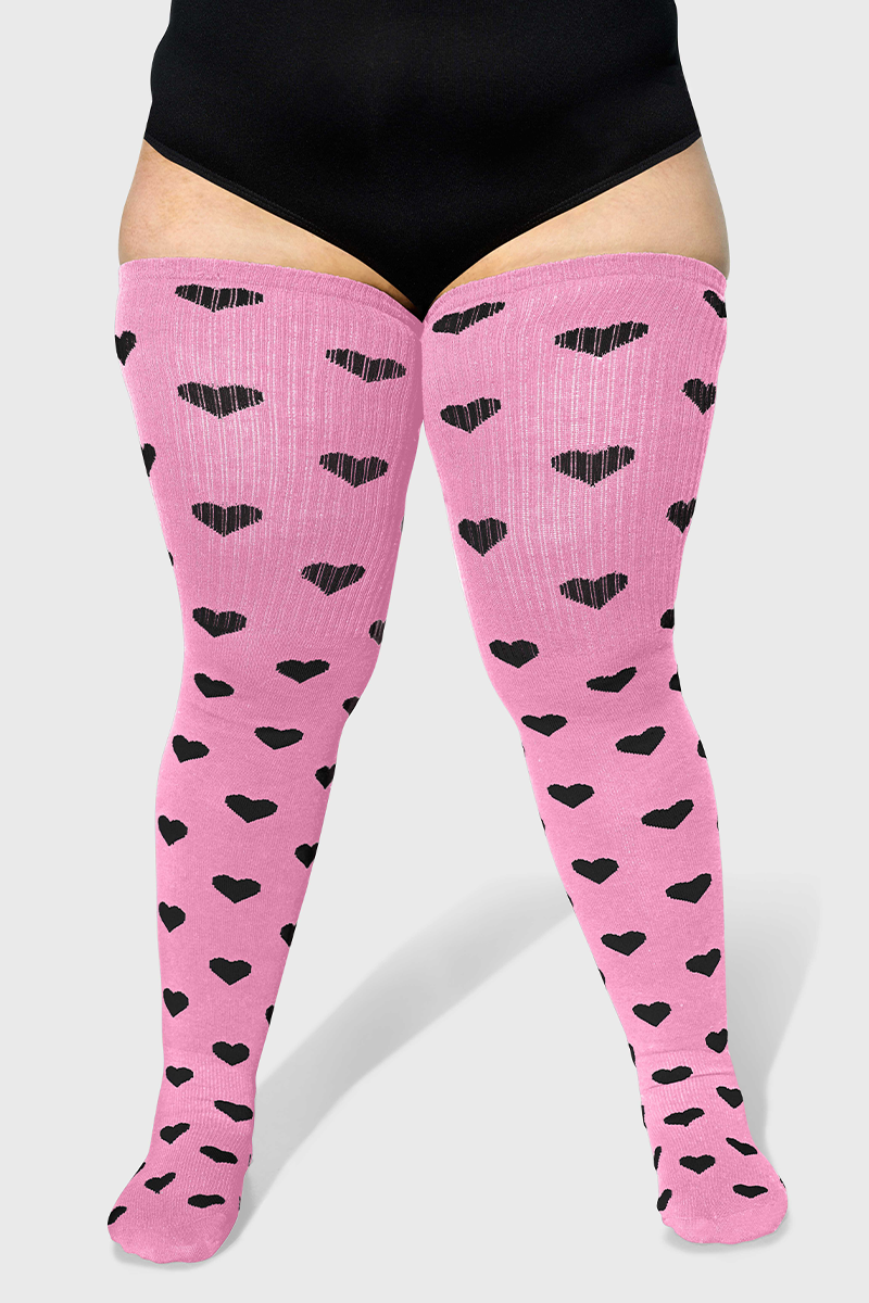 THUNDA THIGHS Tūbbies - Sweetheart - Pink & Black Hearts