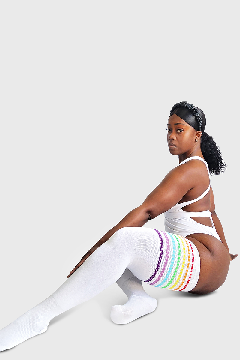THUNDA THIGHS Tūbbies - Rainbow (White)