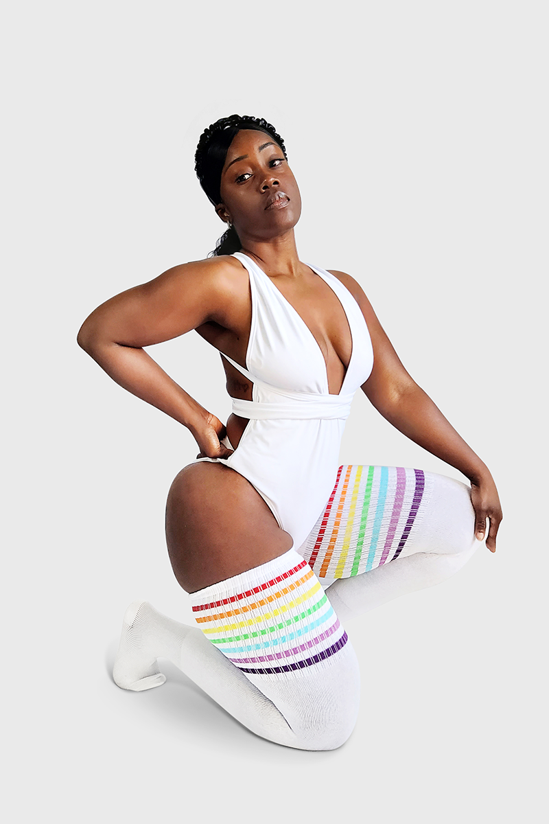 THUNDA THIGHS Tūbbies - Rainbow (White)