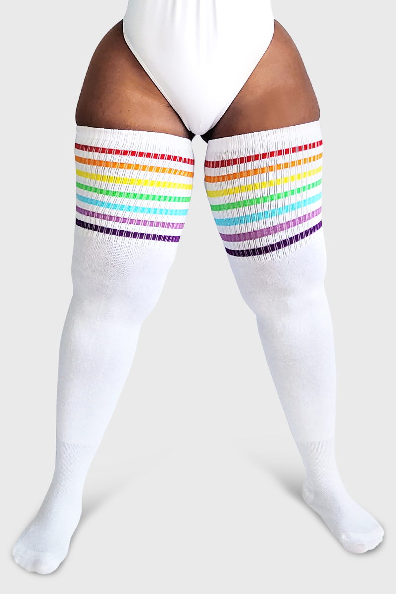 THUNDA THIGHS Tūbbies - Rainbow (White)
