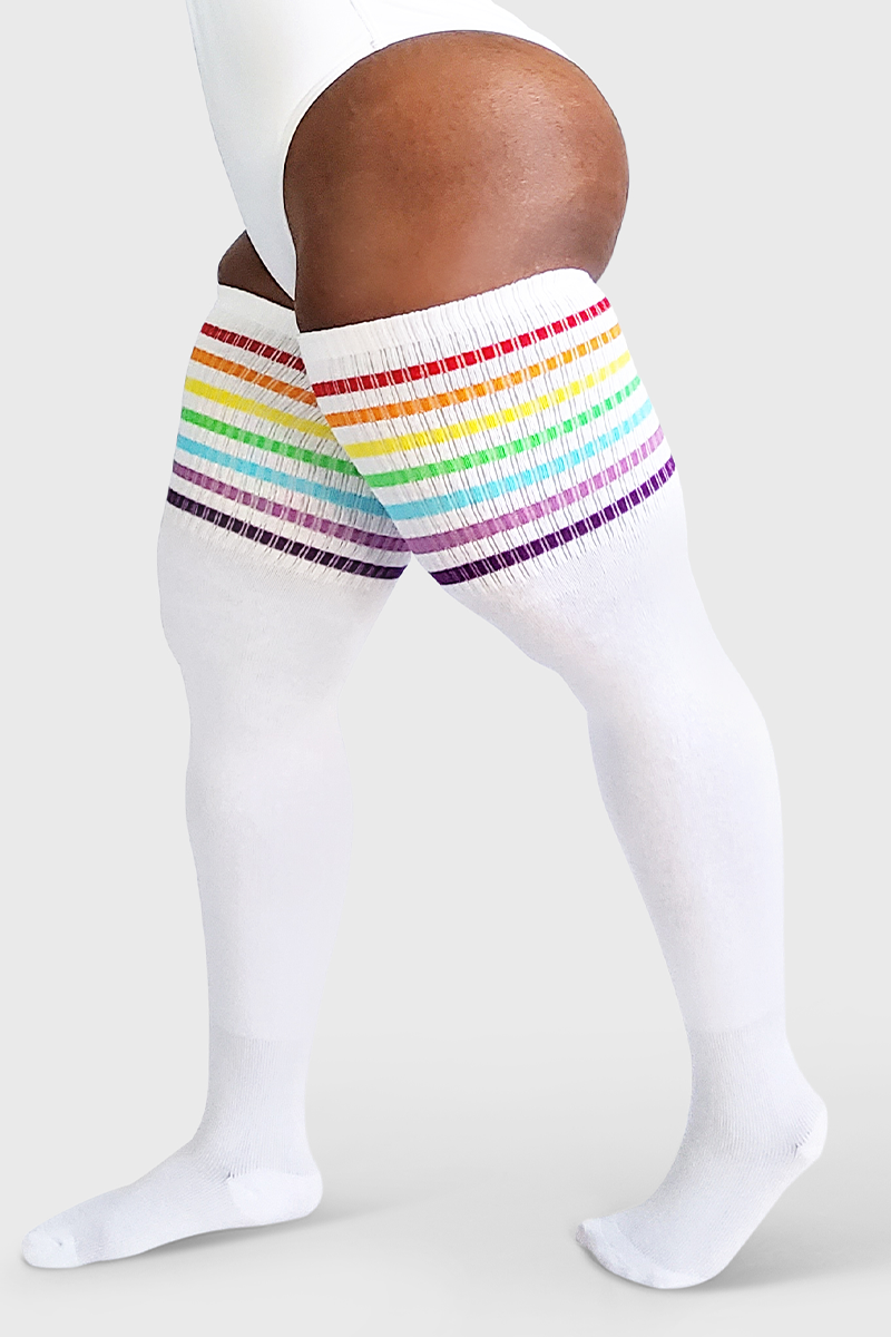 THUNDA THIGHS Tūbbies - Rainbow (White)